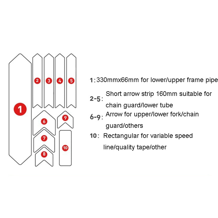 ENLEE 10pcs /Set Mountain Bike Frame Anti-Scratch Sticker Waterproof Protective Film For Cycling Equipment, Model: Transparent Model