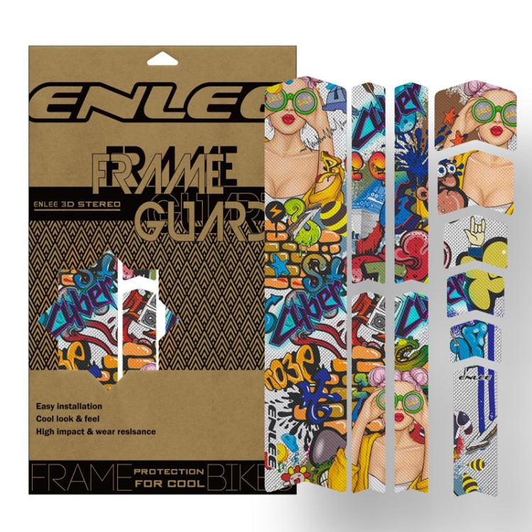 ENLEE 11pcs /Set Mountain Bike Frame Color Changing Anti-Scratch Sticker Waterproof Protective Film For Cycling Equipment, Model: Colorful Beauty