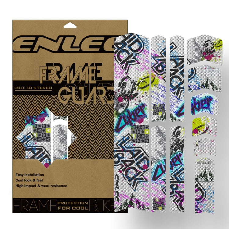 ENLEE 11pcs /Set Mountain Bike Frame Color Changing Anti-Scratch Sticker Waterproof Protective Film For Cycling Equipment, Model: Colorful Forest