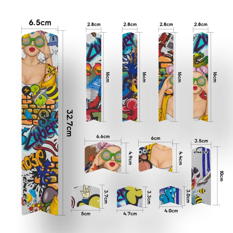 ENLEE 11pcs /Set Mountain Bike Frame Color Changing Anti-Scratch Sticker Waterproof Protective Film For Cycling Equipment, Model: Caterpillaine