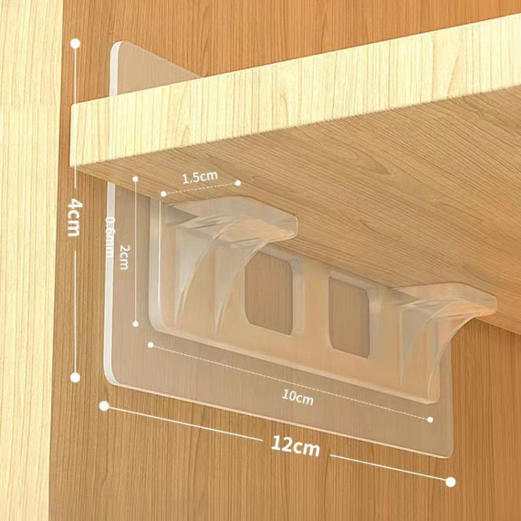 5pcs Long Double Row Partition Tray Adhesive Shelf Support Plastic Closet Cabinet Shelf Support Clip Punch Free Wall Hanger Sticker