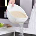Kitchen Rice Sieve Multifunctional Draining Washing Basket(White)