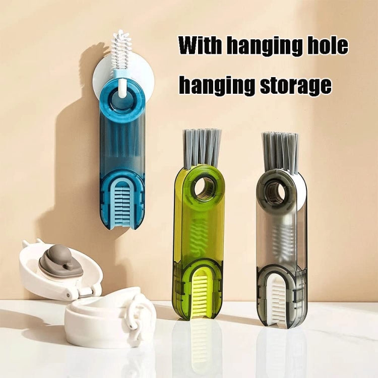 3 In 1 U shaped Cup Lid Cleaning Brush Water Bottle Cover Groove Cleaner(Blue)
