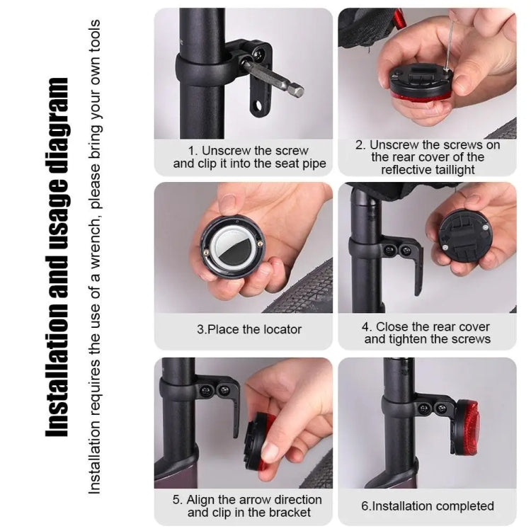 For Airtag Hidden Reflective Tail Light Bicycle Mount(Red)