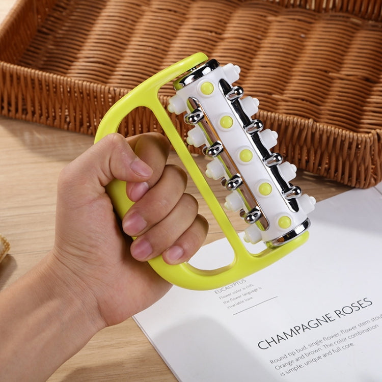 Handheld Curved Five-row Iron Column Roller Soothing Massager(Yellow)