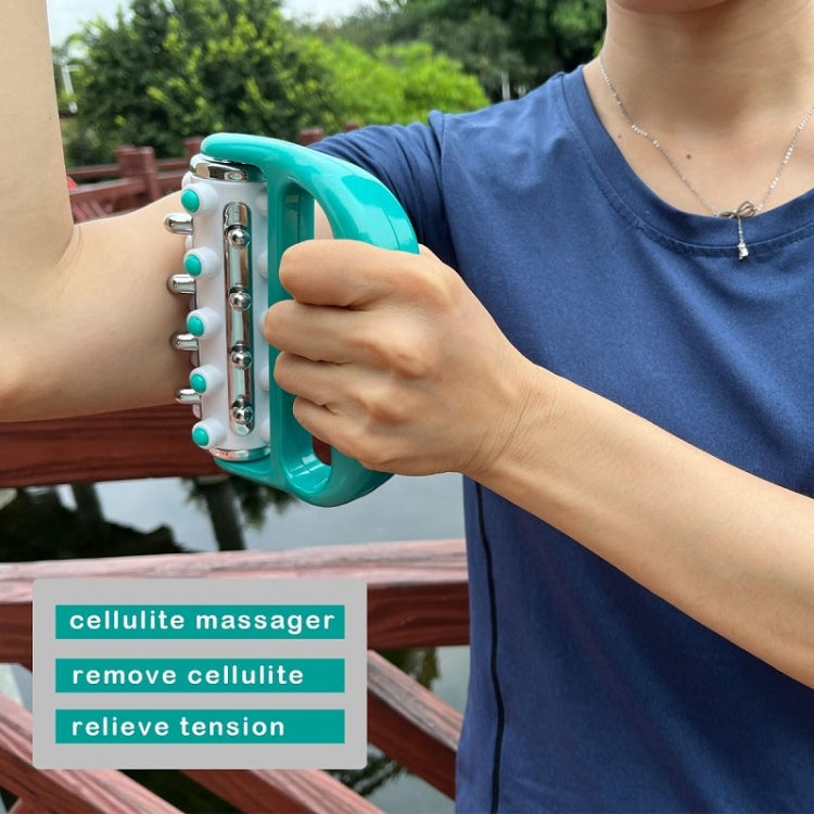 Handheld Curved Five-row Iron Column Roller Soothing Massager(Yellow)