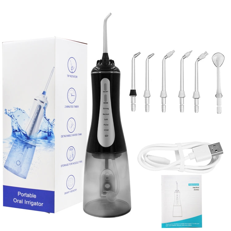 350ML Water Tank Oral Irrigator Rechargeable 5 Gear Adustable Water Flosser, Spec: Black +Gray Tank