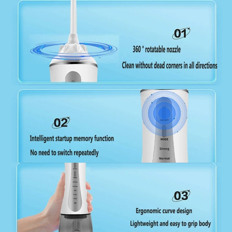 350ML Water Tank Oral Irrigator Rechargeable 5 Gear Adustable Water Flosser, Spec: With  Bracket Black Gray
