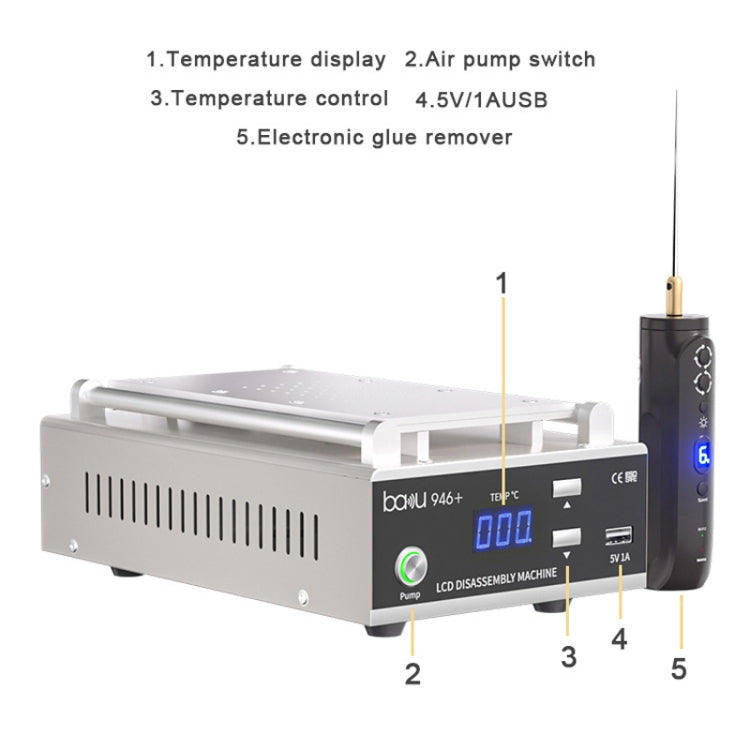 Baku BA-946+ 9 Inch 450W Phone Screen Separator With Electronic Glue Remove 220V EU Plug