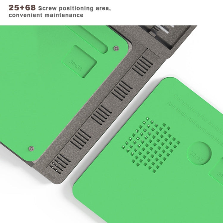 BAKU BA-692  2 In 1 Microscope Maintenance Insulation Pad Aluminum Alloy Silicone Work Mat(Black+Green)
