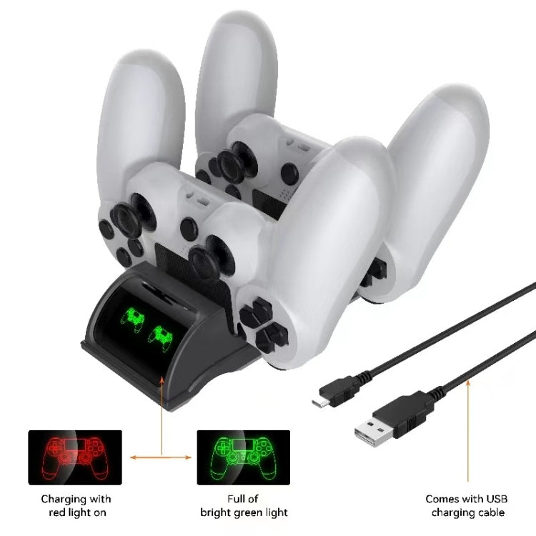 For PS4 Slim / Pro Gamepad Docking Charger Controller Dual Charger With Display Lights(White)