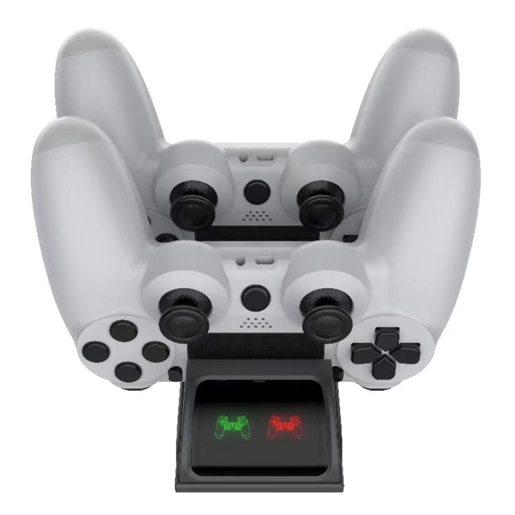 For PS4 Slim / Pro Gamepad Docking Charger Controller Dual Charger With Display Lights(White)