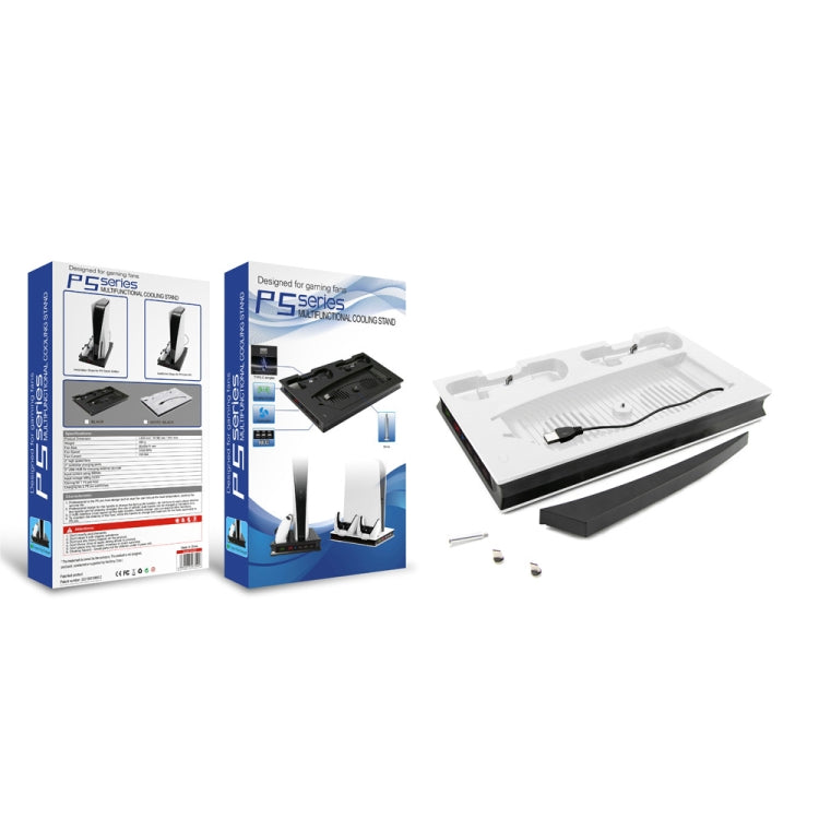 For PS5 Digital / Optical Drive Console Cooling Fan Controller Charging Base With Light Dock Stand(White)