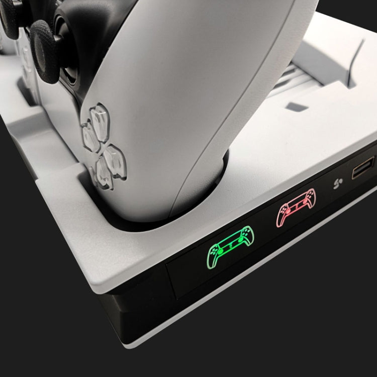 For PS5 Digital / Optical Drive Console Cooling Fan Controller Charging Base With Light Dock Stand(White)