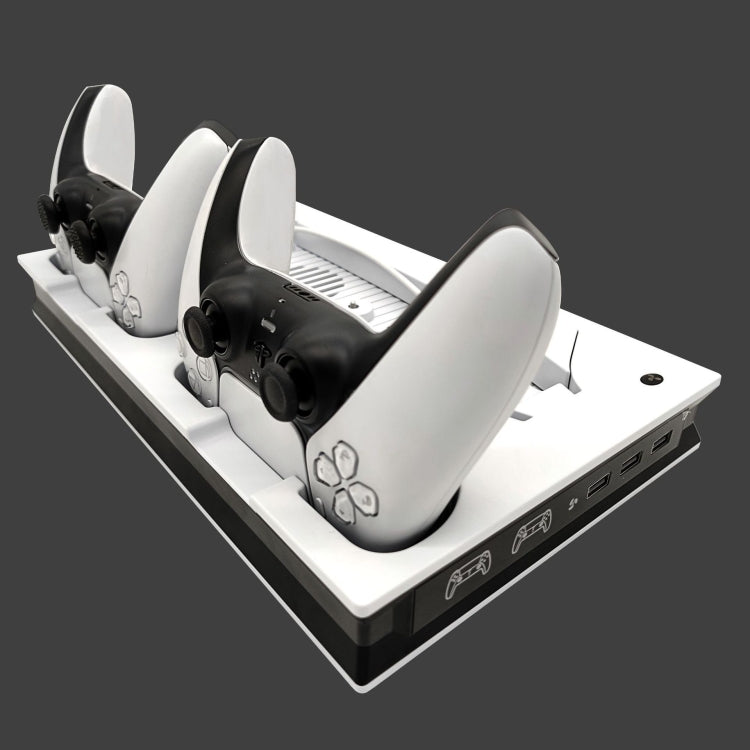 For PS5 Digital / Optical Drive Console Cooling Fan Controller Charging Base With Light Dock Stand(White)