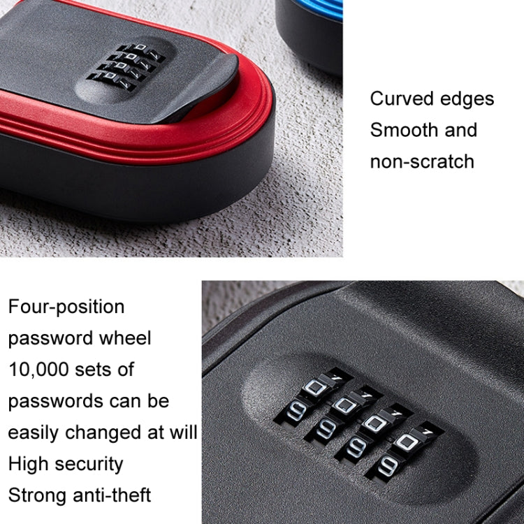 Full Plastic Key Box Password Lock Door Key Storage Password Box(Black)