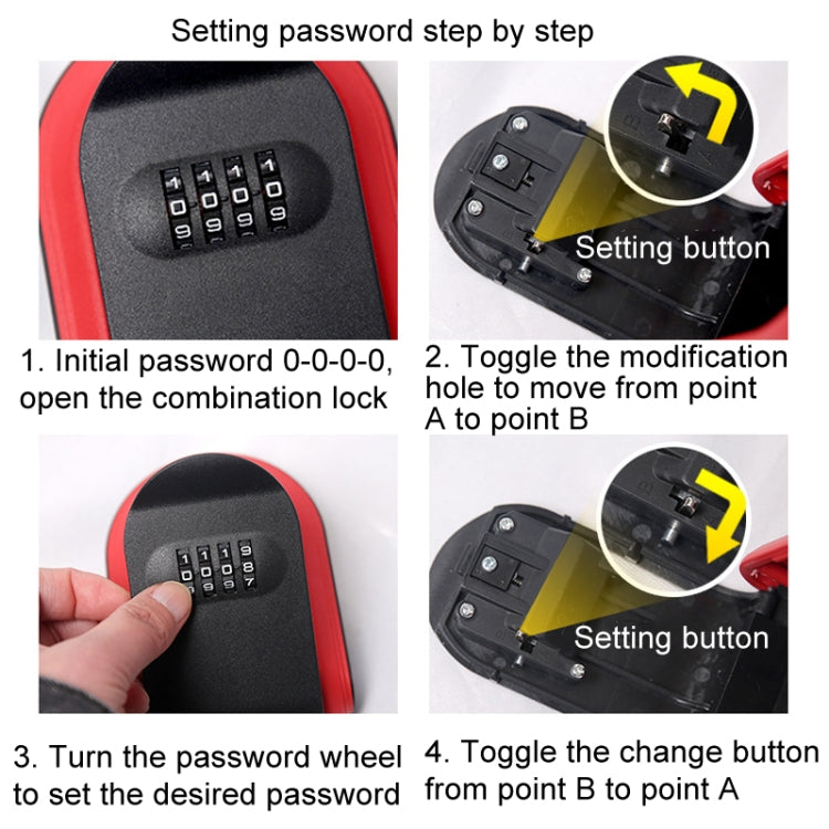 Full Plastic Key Box Password Lock Door Key Storage Password Box(Blue)