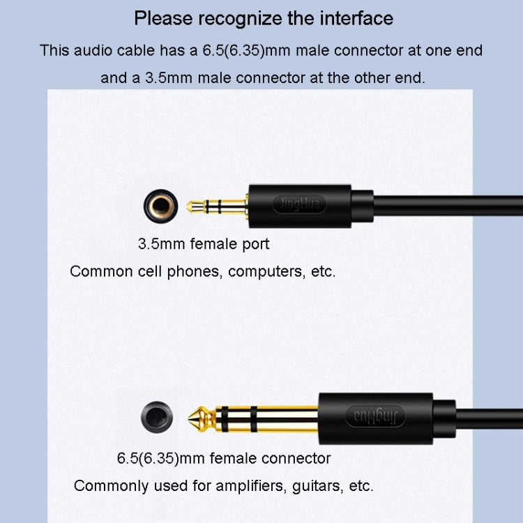 JINGHUA 3.5mm To 6.5mm Audio Cable Amplifier Guitar 6.35mm Cable, Length: 0.5m