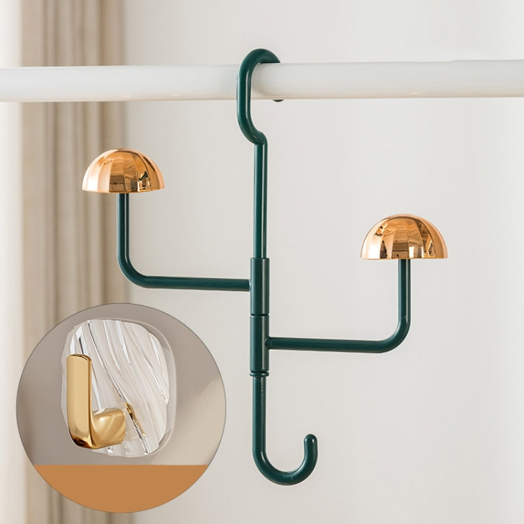 Mushroom Swivel Clothes Hat Rack No Punch No Trace Hooks Home Multifunctional Scarf Bag Storage Rack(Dark Green)