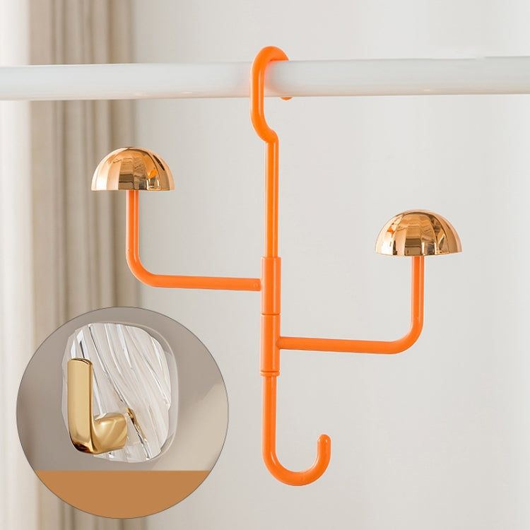 Mushroom Swivel Clothes Hat Rack No Punch No Trace Hooks Home Multifunctional Scarf Bag Storage Rack(Orange)