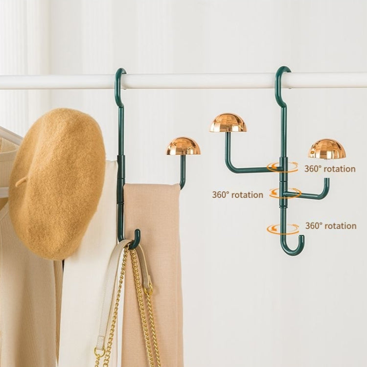 Mushroom Swivel Clothes Hat Rack No Punch No Trace Hooks Home Multifunctional Scarf Bag Storage Rack(Dark Green)