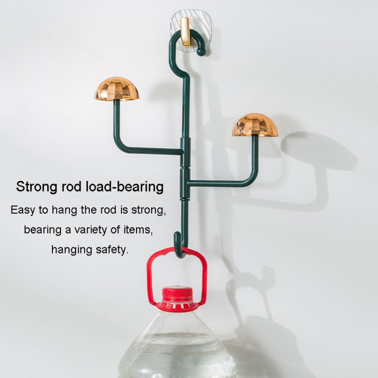 Mushroom Swivel Clothes Hat Rack No Punch No Trace Hooks Home Multifunctional Scarf Bag Storage Rack(Dark Green)