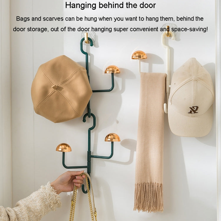 Mushroom Swivel Clothes Hat Rack No Punch No Trace Hooks Home Multifunctional Scarf Bag Storage Rack(Dark Green)