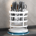 Home Thicken Knife Organizer Chopstick Cylinder Kitchen Drainage Countertop Shelf, Specification: Rotary (White)