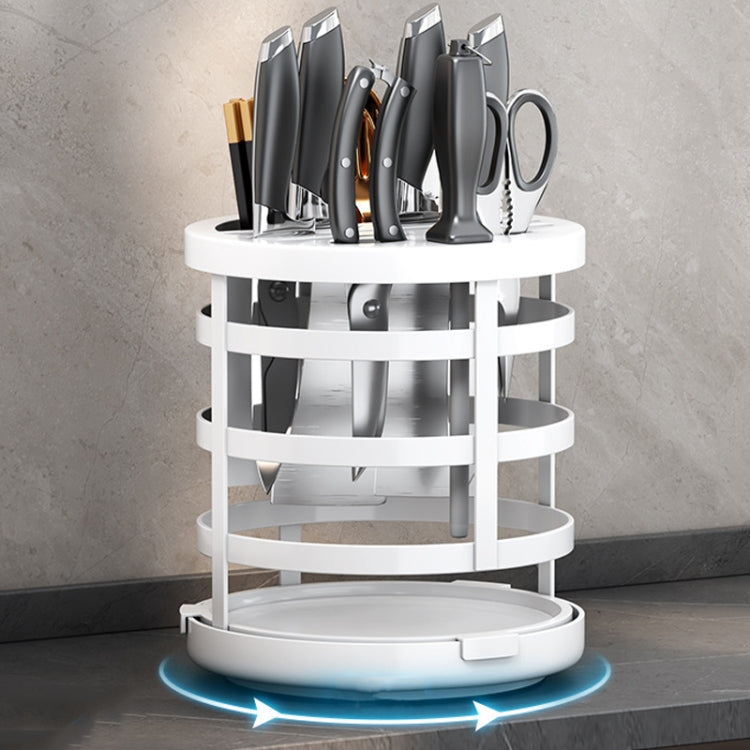 Home Thicken Knife Organizer Chopstick Cylinder Kitchen Drainage Countertop Shelf, Specification: Rotary (White)