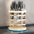 Home Thicken Knife Organizer Chopstick Cylinder Kitchen Drainage Countertop Shelf, Specification: Rotary (Creamy)