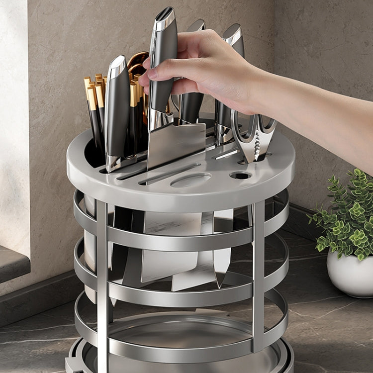 Home Thicken Knife Organizer Chopstick Cylinder Kitchen Drainage Countertop Shelf, Specification: Fixed (Black)