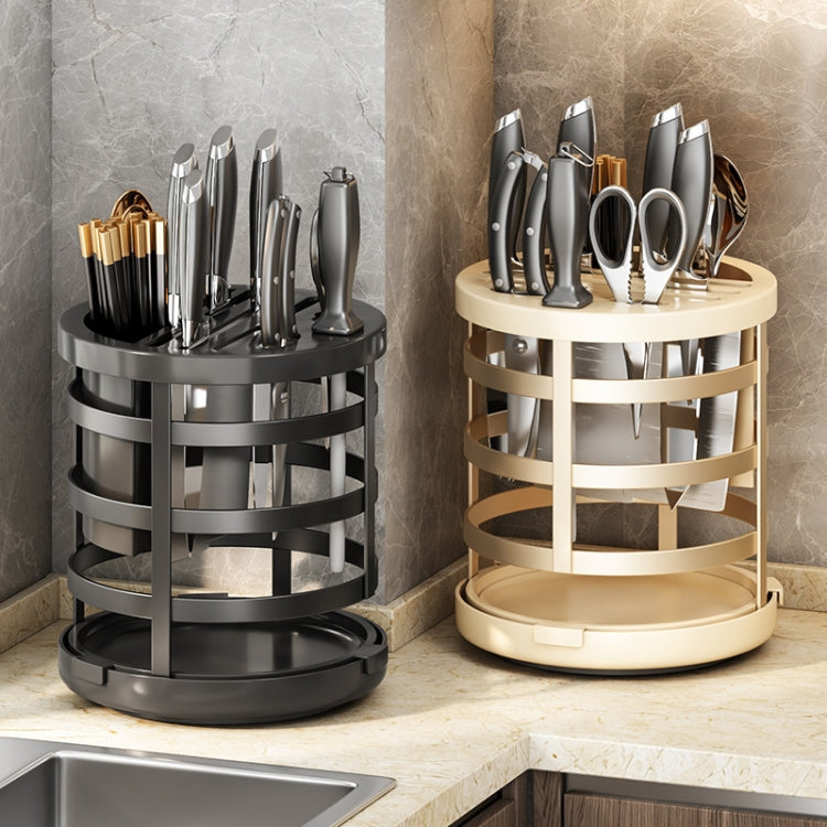 Home Thicken Knife Organizer Chopstick Cylinder Kitchen Drainage Countertop Shelf, Specification: Fixed (White)