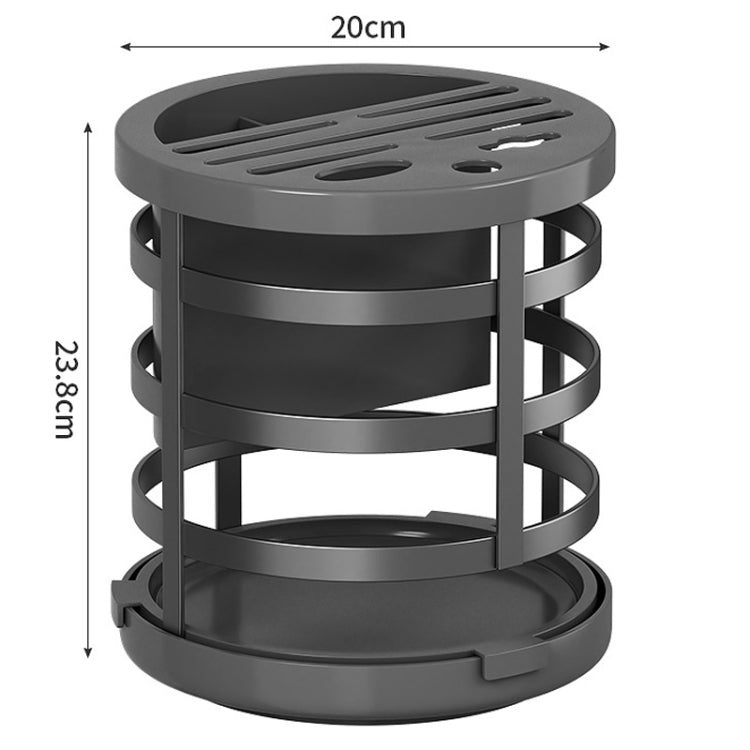 Home Thicken Knife Organizer Chopstick Cylinder Kitchen Drainage Countertop Shelf, Specification: Fixed (Black)