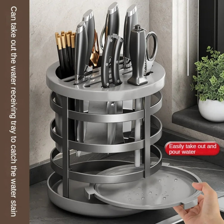 Home Thicken Knife Organizer Chopstick Cylinder Kitchen Drainage Countertop Shelf, Specification: Rotary (White)