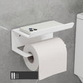 Stainless Steel Bathroom Roll Paper Holder No-Punch Cell Phone Storage Shelf, Style: Paper Rack (White）