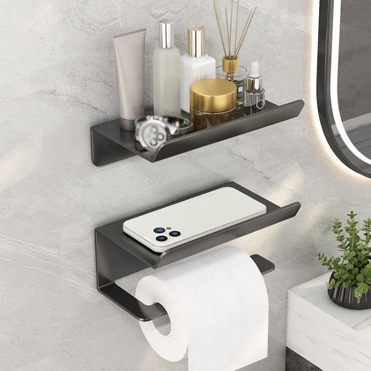 Stainless Steel Bathroom Roll Paper Holder No-Punch Cell Phone Storage Shelf, Style: Paper Rack (White）