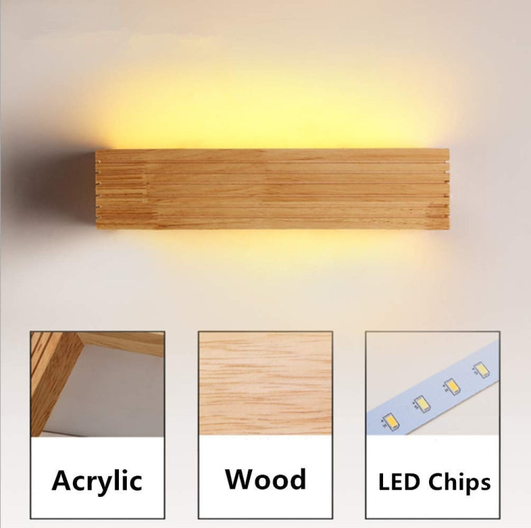 45cm LED Solid Wood Wall Lamp Bedroom Bedside Lamp Corridor Wall Lamp(Warm Light)