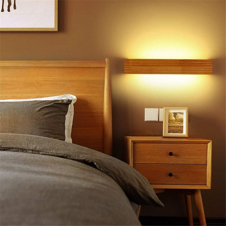 35cm LED Solid Wood Wall Lamp Bedroom Bedside Lamp Corridor Wall Lamp(White Light)