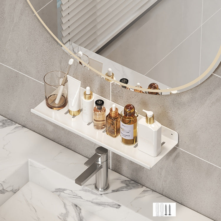 Faucet Rack Home Bathroom Vanity Shelf No Hole Storage Shelf, Length: 40cm (White)
