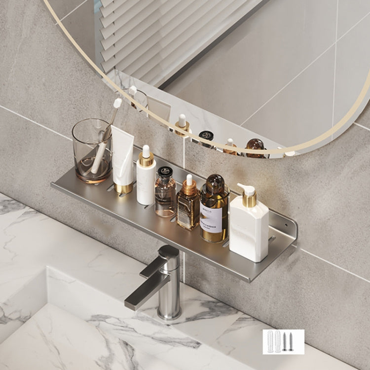 Faucet Rack Home Bathroom Vanity Shelf No Hole Storage Shelf, Length: 40cm (Gray)