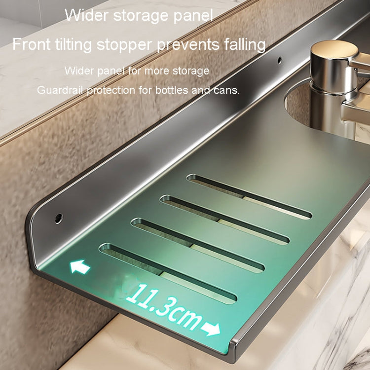 Faucet Rack Home Bathroom Vanity Shelf No Hole Storage Shelf, Length: 50cm (White)