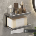 2 In 1 No-Punch Bathroom Shelf Household Paper Towel Cell Phone Toiletries Storage Rack(Gray)