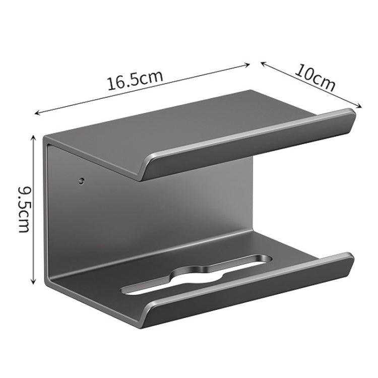 2 In 1 No-Punch Bathroom Shelf Household Paper Towel Cell Phone Toiletries Storage Rack(Gray)
