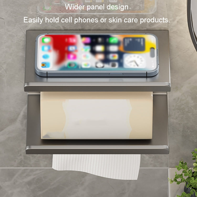 2 In 1 No-Punch Bathroom Shelf Household Paper Towel Cell Phone Toiletries Storage Rack(Gray)