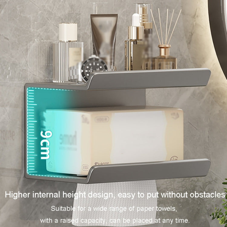 2 In 1 No-Punch Bathroom Shelf Household Paper Towel Cell Phone Toiletries Storage Rack(White)
