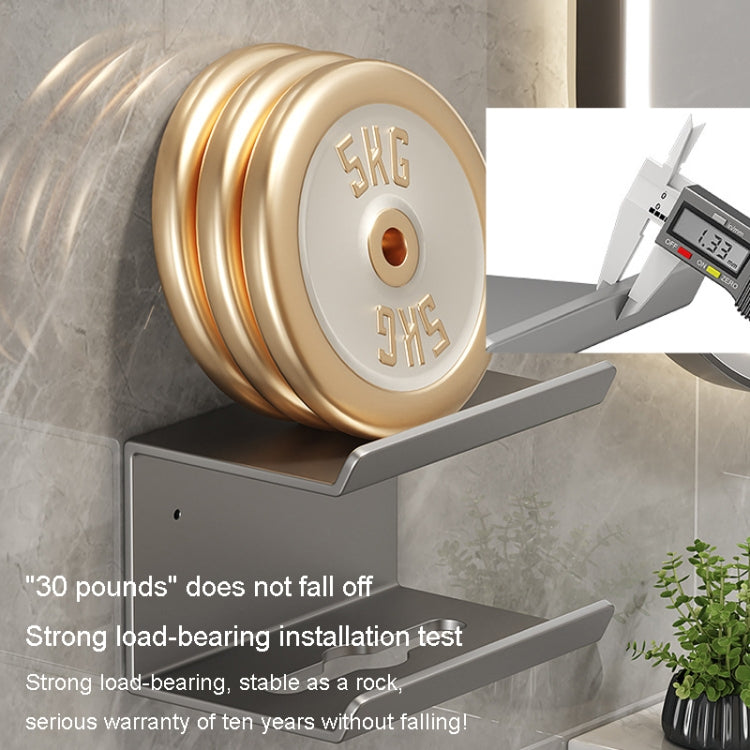2 In 1 No-Punch Bathroom Shelf Household Paper Towel Cell Phone Toiletries Storage Rack(White)
