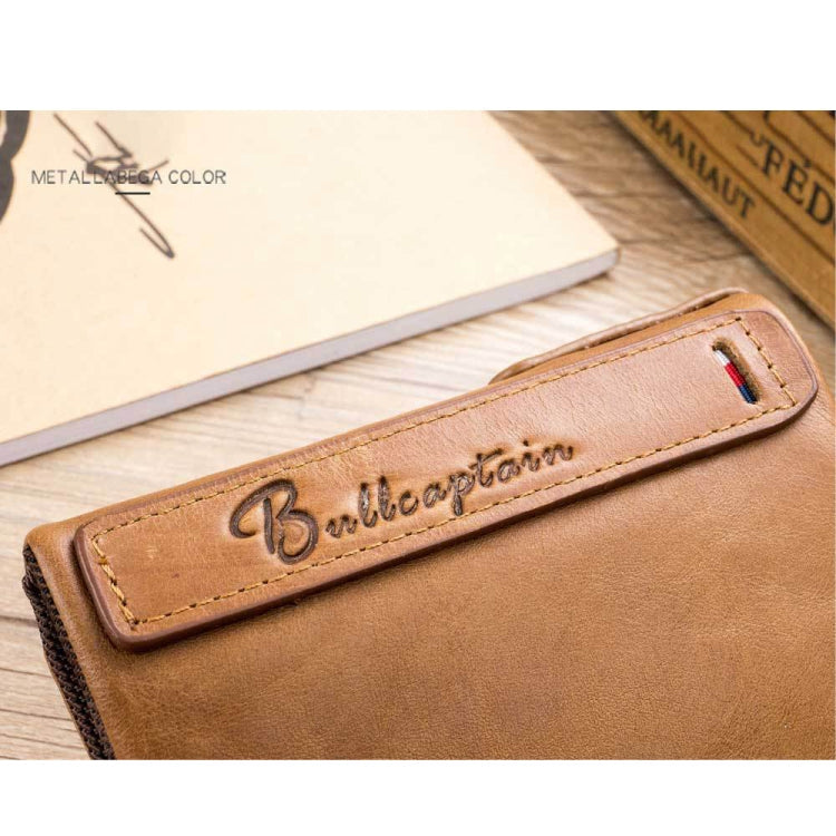 BULL CAPTAIN QB06 Retro First-layer Cowhide Anti-theft Zipper Wallet Short Drive License Coin Clip(Black)