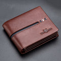 BULL CAPTAIN 0200 Large-capacity First-layer Cowhide Multi-card Slot Wallet RFID Anti-theft Card Holder(Coffee)