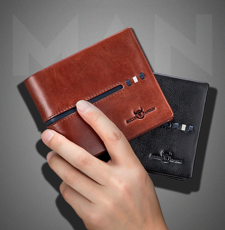 BULL CAPTAIN 0200 Large-capacity First-layer Cowhide Multi-card Slot Wallet RFID Anti-theft Card Holder(Black)