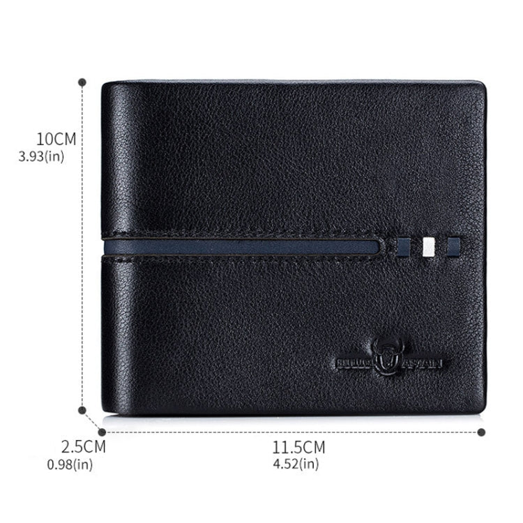 BULL CAPTAIN 0200 Large-capacity First-layer Cowhide Multi-card Slot Wallet RFID Anti-theft Card Holder(Blue)